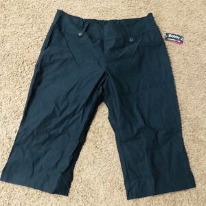 Bobby J Black Capri Pants Women Size 22 Plus Wide Leg Button Tab Waist New